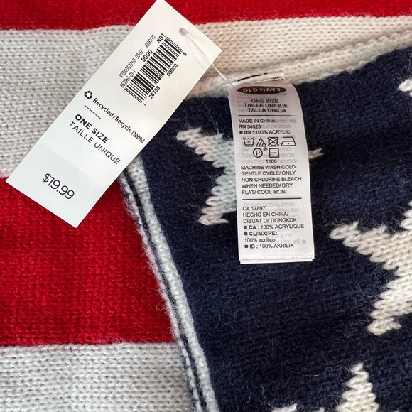 NWT Old Navy Stars and Bars Reversible Patriotic Scarf 11” x 64” - Picture 3 of 3